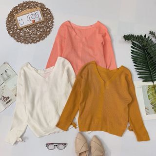 Áo len nơ Chất len kim tay nơ xinh xắn