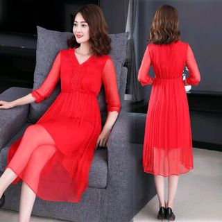 đầm voan phối ren