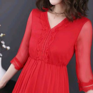 đầm voan phối ren