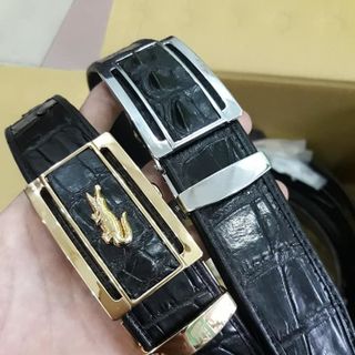 Dây nịt da cá sấu cạnh bọc viền