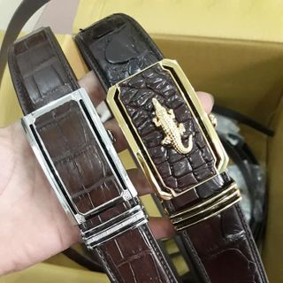 Dây nịt da cá sấu cạnh bọc viền