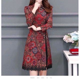 đầm họa tiết thun