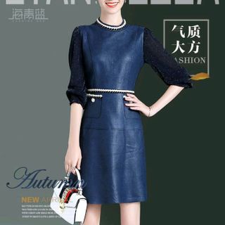 đầm phối tay lưới cao cấp
