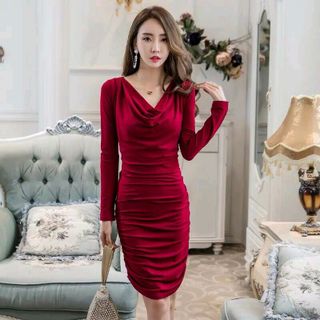 đầm body thun đỏ