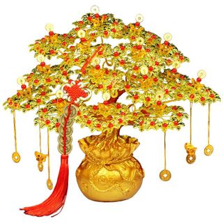 Cây kim tiền phát tài lộc đế túi tiền 7 cành trang trí trong nhà ngày tết