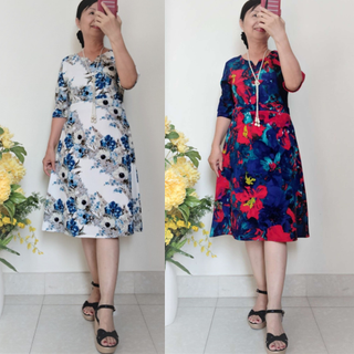 Đầm Dáng Xòe Có Đường Ngang Eo 48kg - 70kg