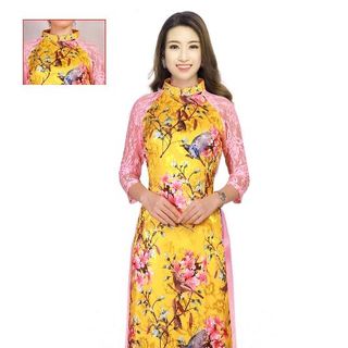 Áo dài gấm hoa tiet nhu hình