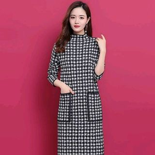 đầm len suông caro