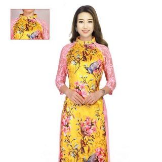 áo dài truyền thống gấm