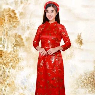 set áo dài gấm nhũ
