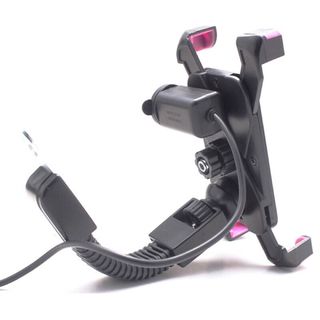 GIÁ ĐỠ KẸP ĐIỆN THOẠI 2 IN 1 GẮN TRÊN XE MÁY CÓ ĐẦU SẠC ĐIỆN THOẠI CỔNG USB