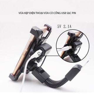 GIÁ ĐỠ KẸP ĐIỆN THOẠI 2 IN 1 GẮN TRÊN XE MÁY CÓ ĐẦU SẠC ĐIỆN THOẠI CỔNG USB giá sỉ