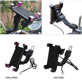 GIÁ ĐỠ KẸP ĐIỆN THOẠI 2 IN 1 GẮN TRÊN XE MÁY CÓ ĐẦU SẠC ĐIỆN THOẠI CỔNG USB