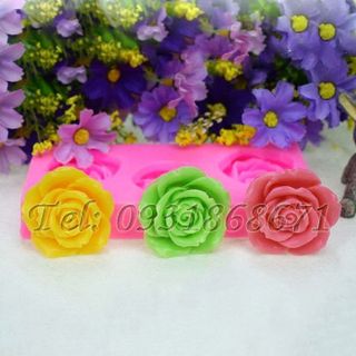 Khuôn rau câu silicon 3 hoa hồng - Mã số 50