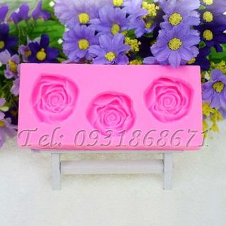 Khuôn rau câu silicon 3 hoa hồng - Mã số 50