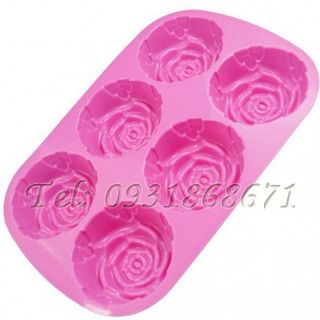 Khuôn rau câu silicon 6 hoa hồng – Mã số 260