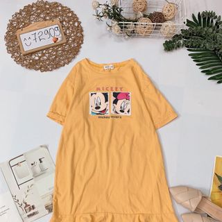 Đầm thun hình cute Form suông suông viền bèo đuôi cá xinh xắn