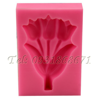 Khuôn rau câu silicon 3 hoa tulip - Mã số 201