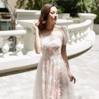 đầm công chúa tay ngắn dự tiệc