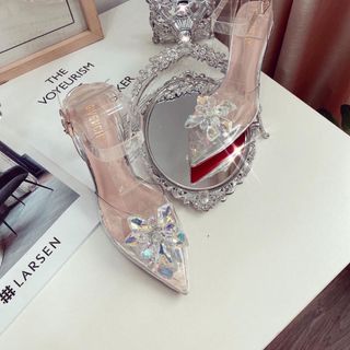 Giày cao gót hoa pha lê cao cấp