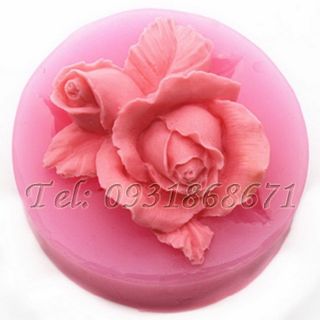 Khuôn rau câu silicon 2 nụ hồng kèm lá - Mã số 91