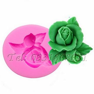 Khuôn rau câu silicon 2 nụ hồng kèm lá - Mã số 91