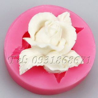 Khuôn rau câu silicon 2 nụ hồng kèm lá - Mã số 91