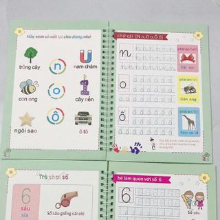 SET 3 CUỐN VỞ TẬP VIẾT TỰ XÓA DÙNG ĐI DÙNG LẠI NHIỀU LẦN VỞ CHO TRẺ EM TỪ 3-6 TUỔI
