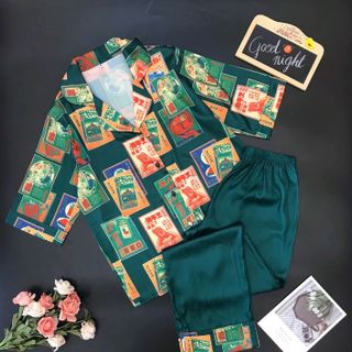 Bộ tay lỡ quần dài lụa quảng châu