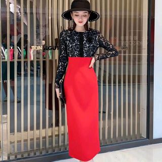 đầm thiết kế phối ren lụa