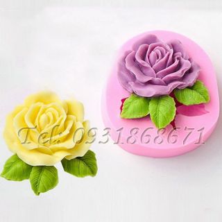 Khuôn rau câu silicon hoa hồng 3 lá - Mã số 45