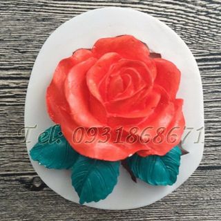 Khuôn rau câu silicon hoa hồng 3 lá - Mã số 45