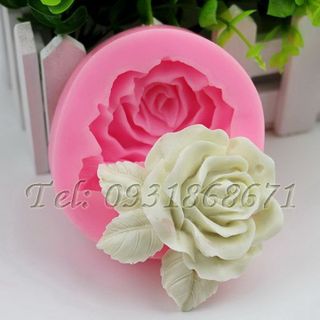 Khuôn rau câu silicon hoa hồng 3 lá - Mã số 45