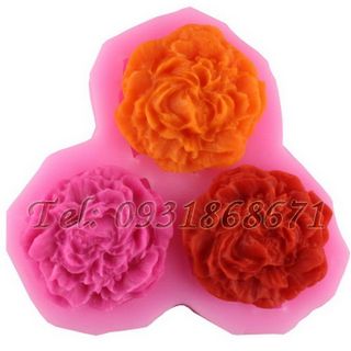 Khuôn rau câu silicon 3 hoa cẩm chướng - Mã số 63