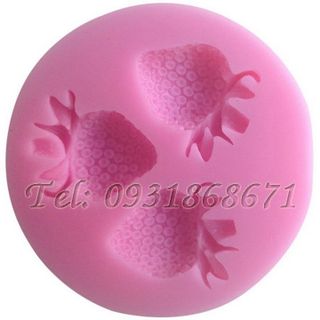 Khuôn rau câu silicon 3 trái dâu - Mã số 142