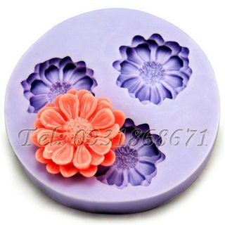 Khuôn rau câu silicon 3 hoa cúc đơn - Mã số 79