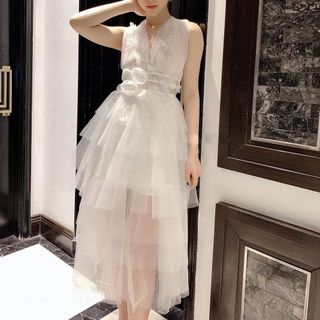 đầm công chúa xòe tầng dự tiệc cưới sang trọng