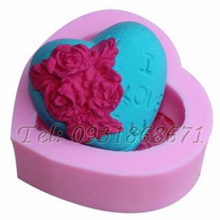 Khuôn rau câu silicon tim hoa hồng - Mã số 146