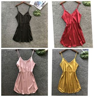 váy ngủ khoét ngực lụa quảng châu
