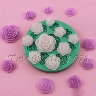 Khuôn rau câu silicon 9 hoa hồng - Mã số 5
