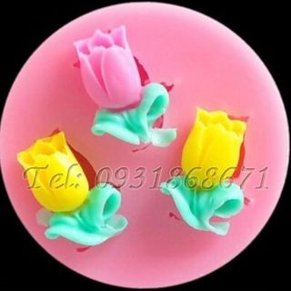 Khuôn rau câu silicon 3 hoa tulip - Mã số 3