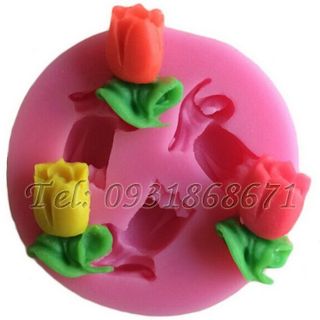 Khuôn rau câu silicon 3 hoa tulip - Mã số 3