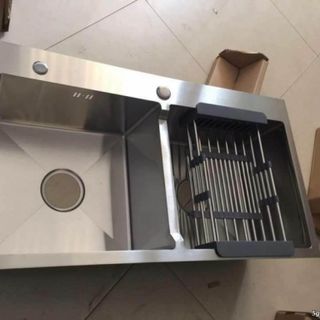 chậu rửa bát đúc 2 hố 82x45 sus304 giá rẻ nhất