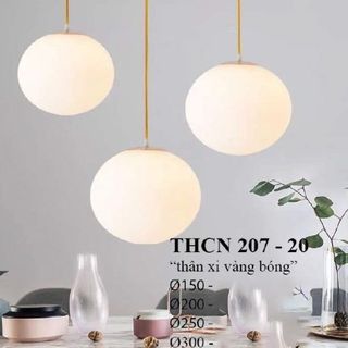 Đèn thả khối cầu thủy tinh xi sứ hiện đại THCN207 D150