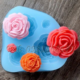 Khuôn rau câu silicon 4 hoa hồng - Mã số 8