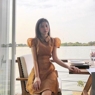 Đầm xoè dáng chữ A cổ sen
