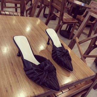 Dép cao gót dục no da