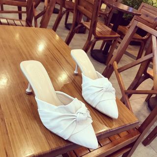 Dép cao gót dục no da