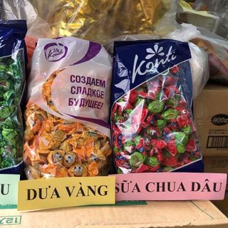 kẹo dẻo konti nga túi 1kg có 2 vị sữa chua và dưa hấu giá sỉ