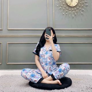 set bộ satin lụa tay ngắn